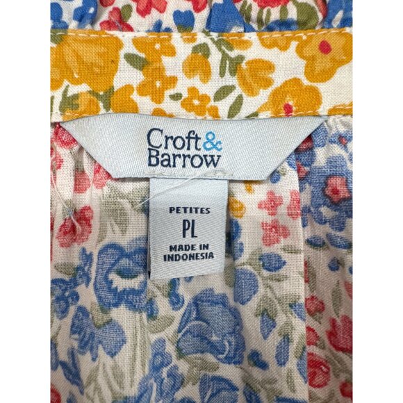 Croft & Barrow Womens Blouse Sz L Petite Liberty Inspired Ditsy Floral Cottage - Picture 4 of 10